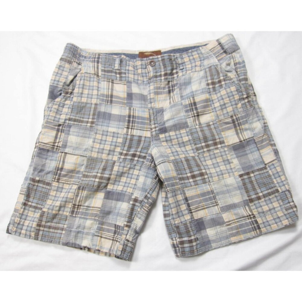 Bob Timberlake Men Patchwork Madras Plaid Summer Shorts Size 38 Blue Gray(MP537)